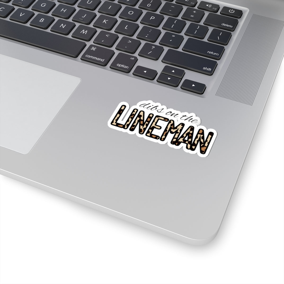 "Dibs on the Lineman" Leopard Print Kiss-Cut Sticker