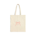 Canvas Tote Bag — Minimal Pink Ribbon Illustration, Everyday Eco Shopper