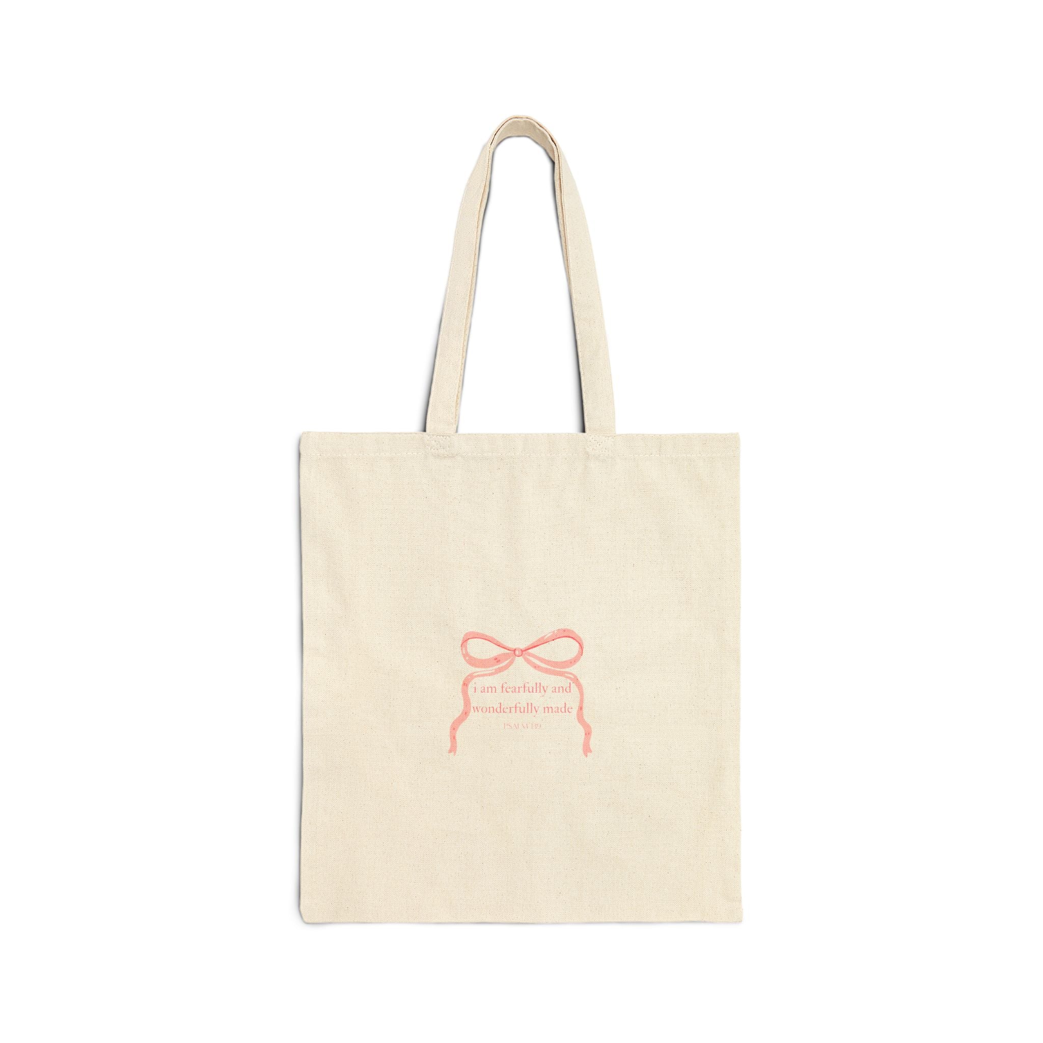 Canvas Tote Bag — Minimal Pink Ribbon Illustration, Everyday Eco Shopper