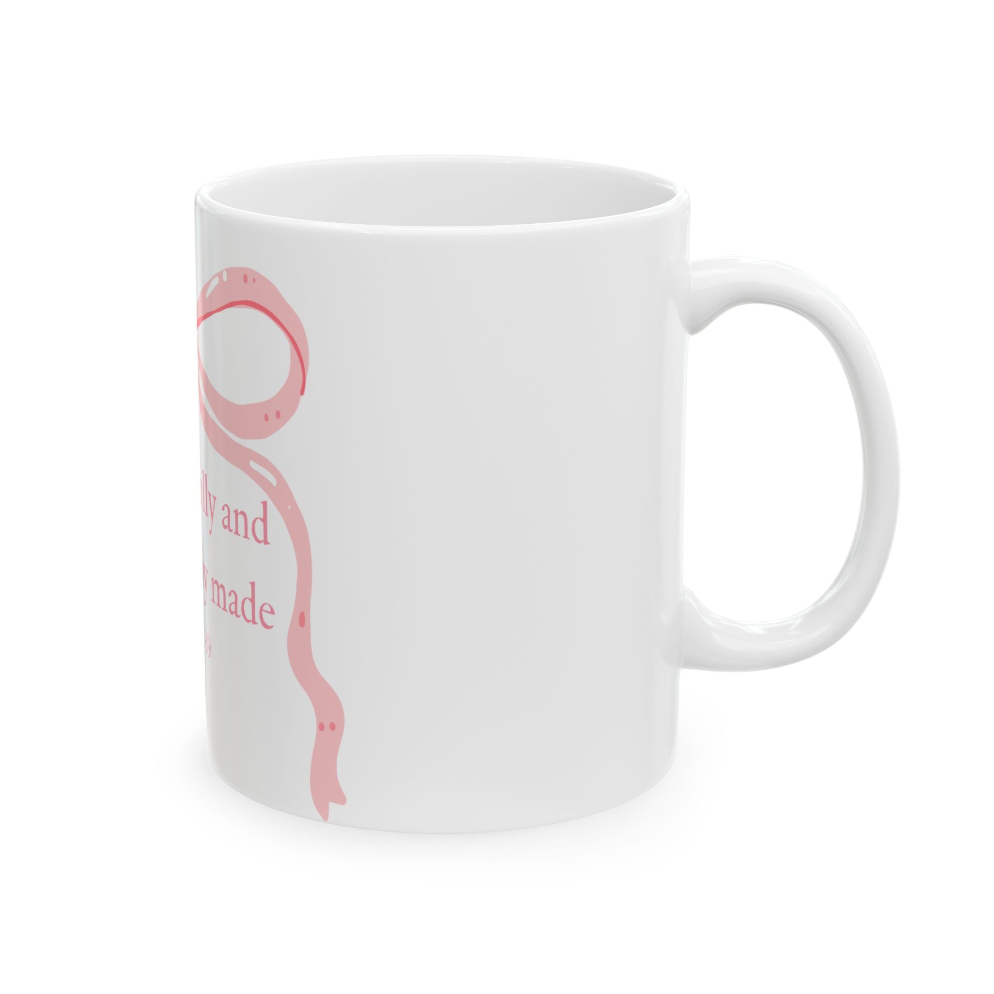 Psalm 139 Pink Ribbon Ceramic Mug — "I Am Fearfully and Wonderfully Made" Inspirational Coffee Cup