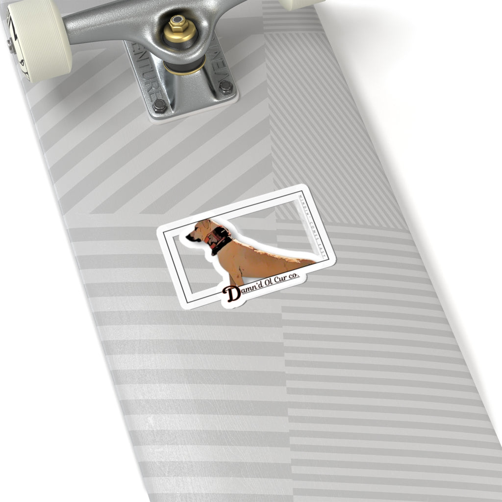 Cur Dog Sticker — Kiss-Cut Laptop Decal with 'Damn'd Ol Cur Co.'