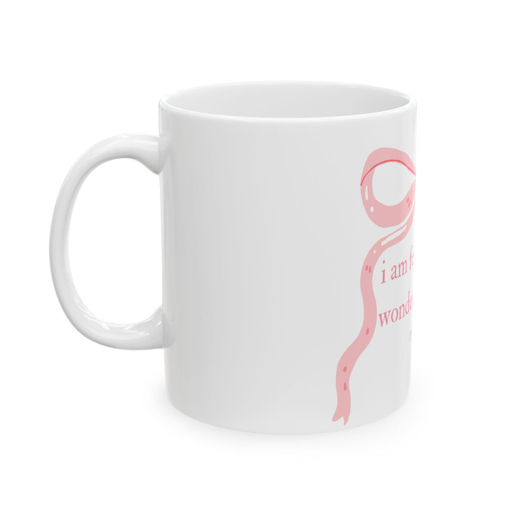 Psalm 139 Pink Ribbon Ceramic Mug — "I Am Fearfully and Wonderfully Made" Inspirational Coffee Cup