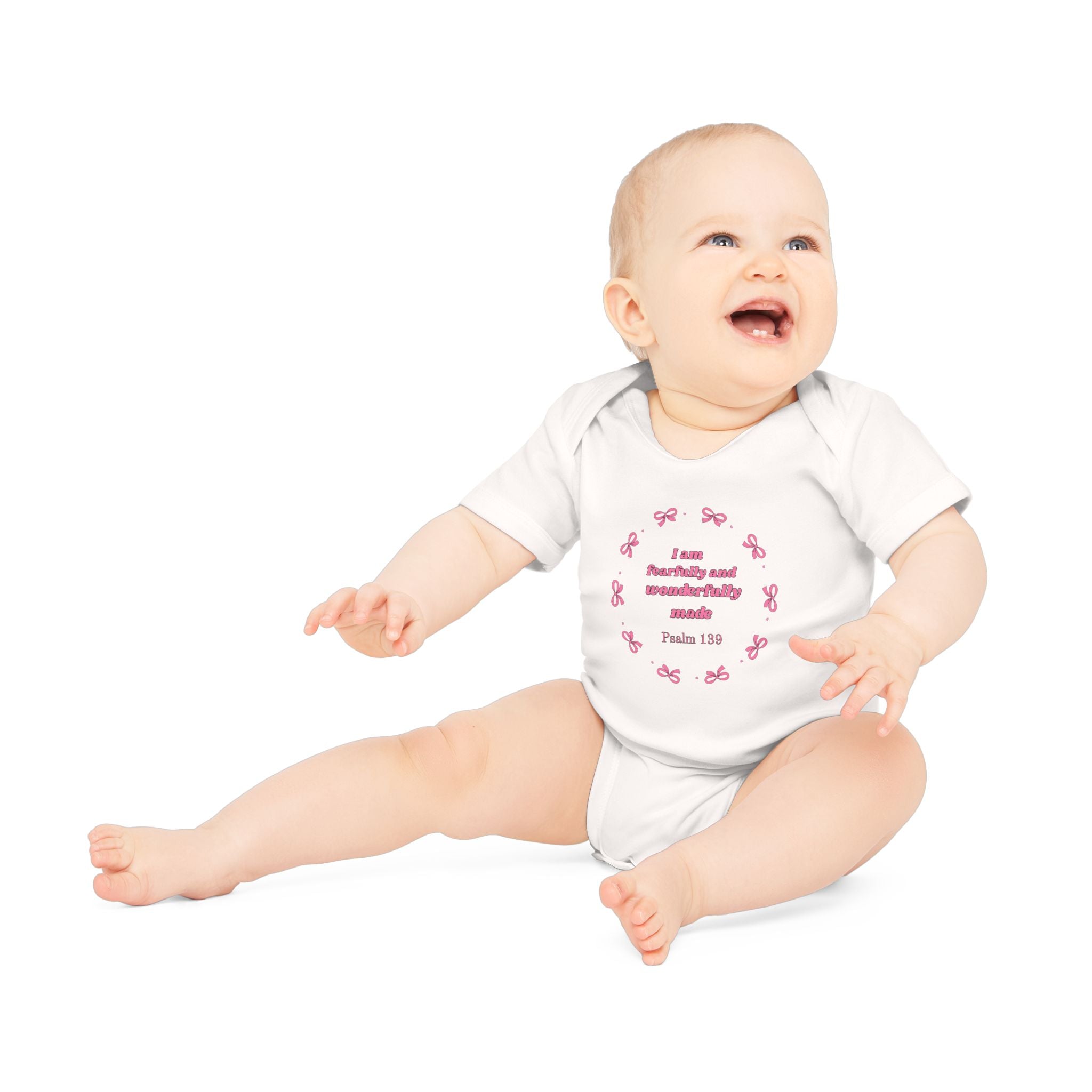 Baby Bodysuit - "I am fearfully and wonderfully made" Psalm 139 Christian Infant Onesie