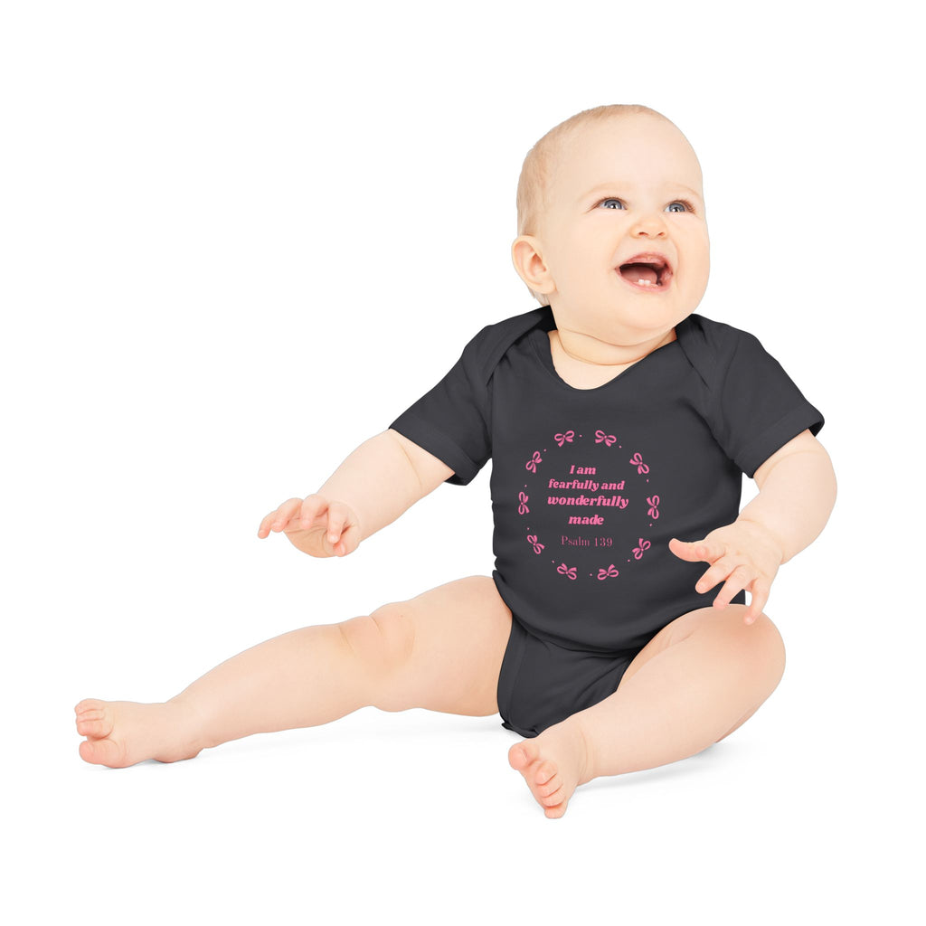 Baby Bodysuit - "I am fearfully and wonderfully made" Psalm 139 Christian Infant Onesie