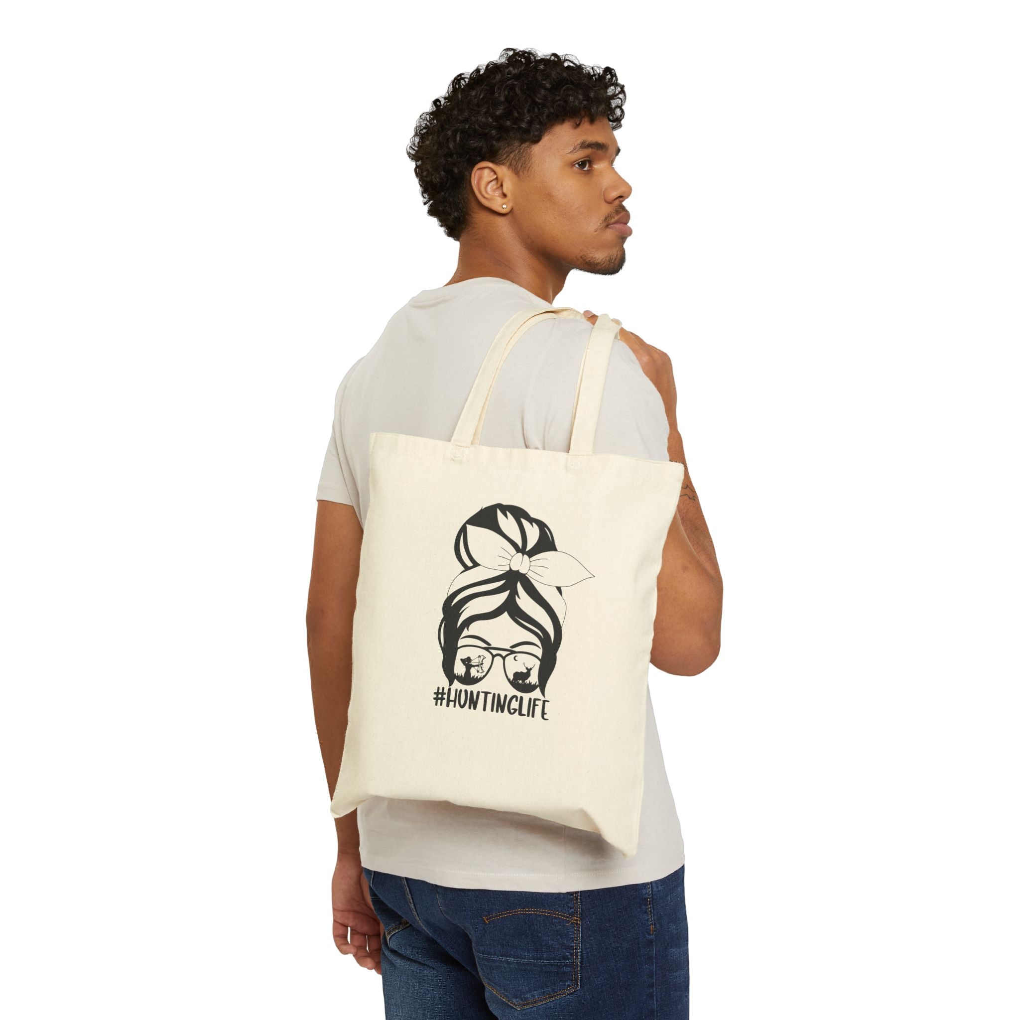 Canvas Tote Bag — #HuntingLife Headwrap Graphic Eco Shopper