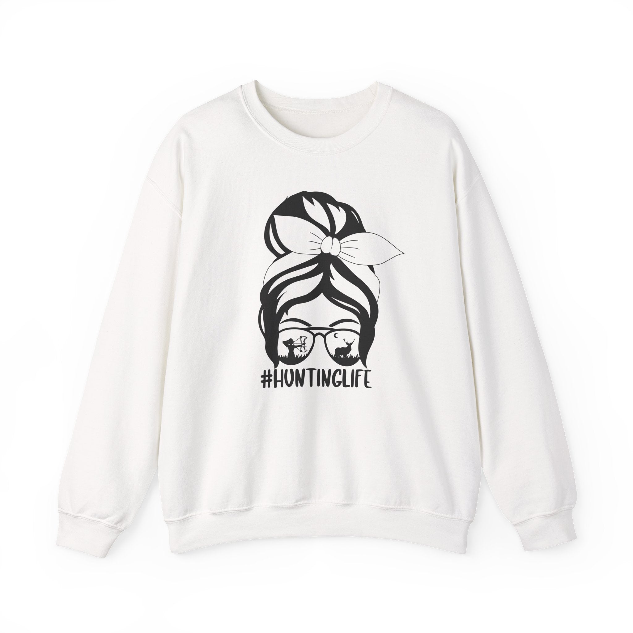 Hunting Life Graphic Sweatshirt – Messy Bun Bandana Ladies Crewneck