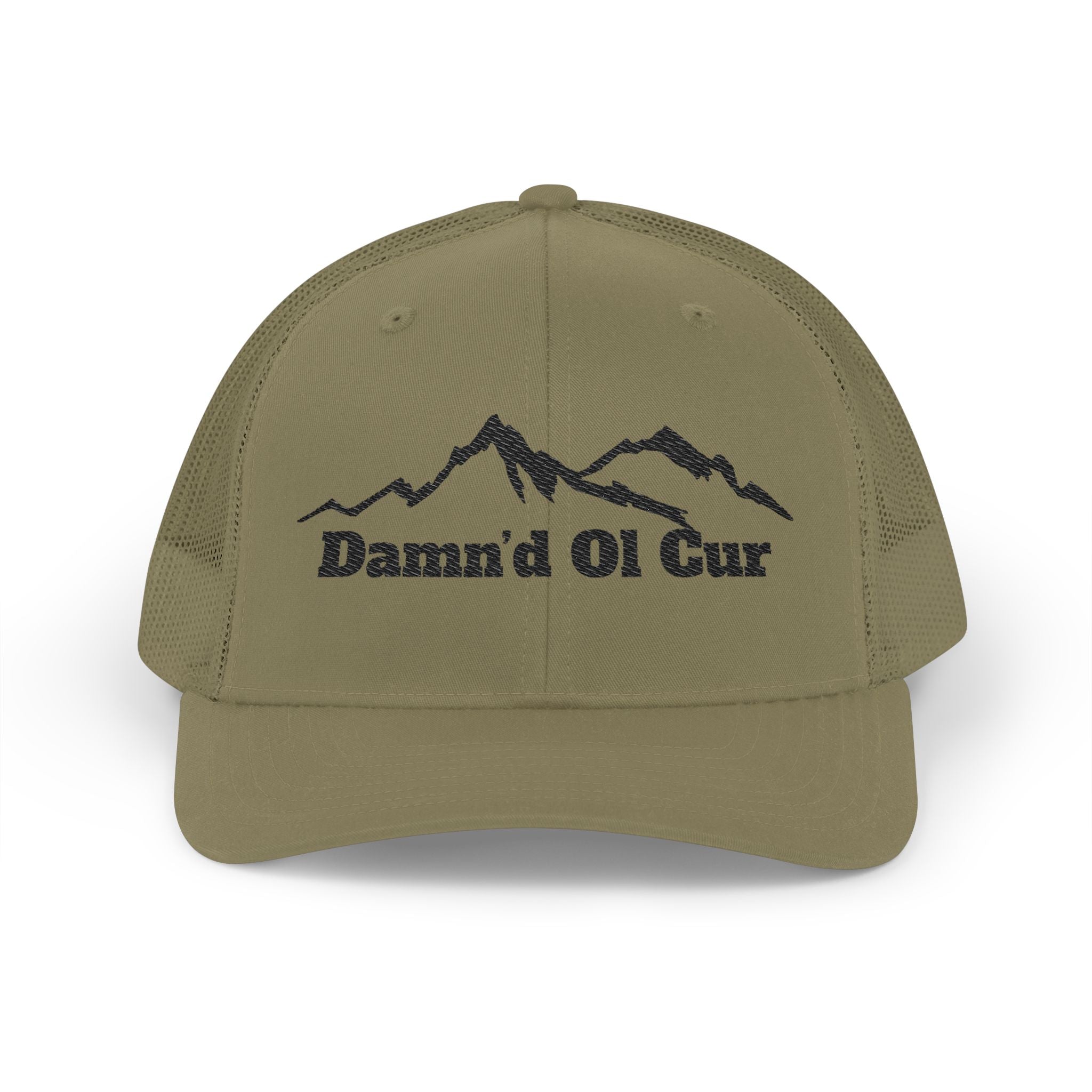 Damn'd Ol Cur Trucker Cap -Mountain Snapback Hat