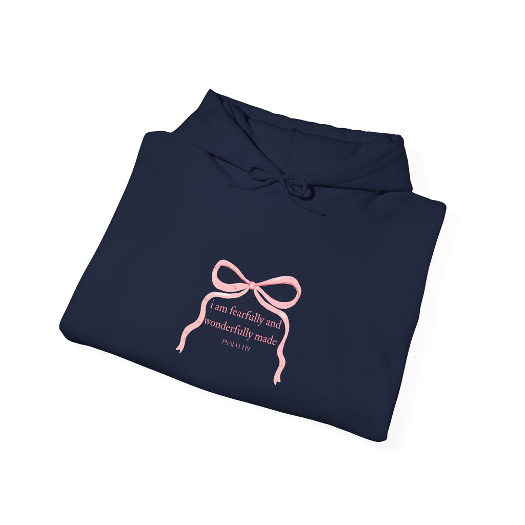 Pink Ribbon Minimal Hoodie – Psalm 139Cozy Pullover