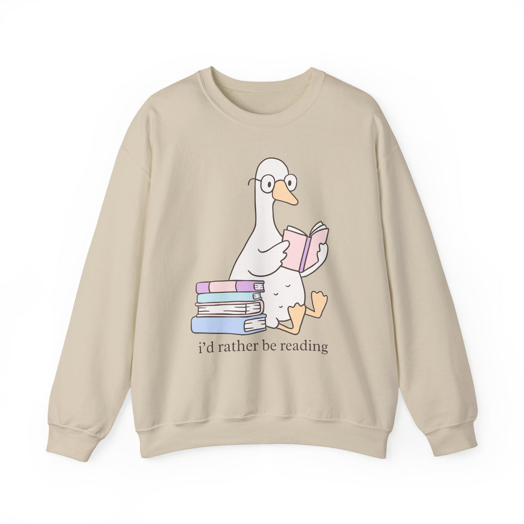 Reading Goose Crewneck Sweatshirt — "I'd Rather Be Reading" Cozy Book Lover Sweatshirt