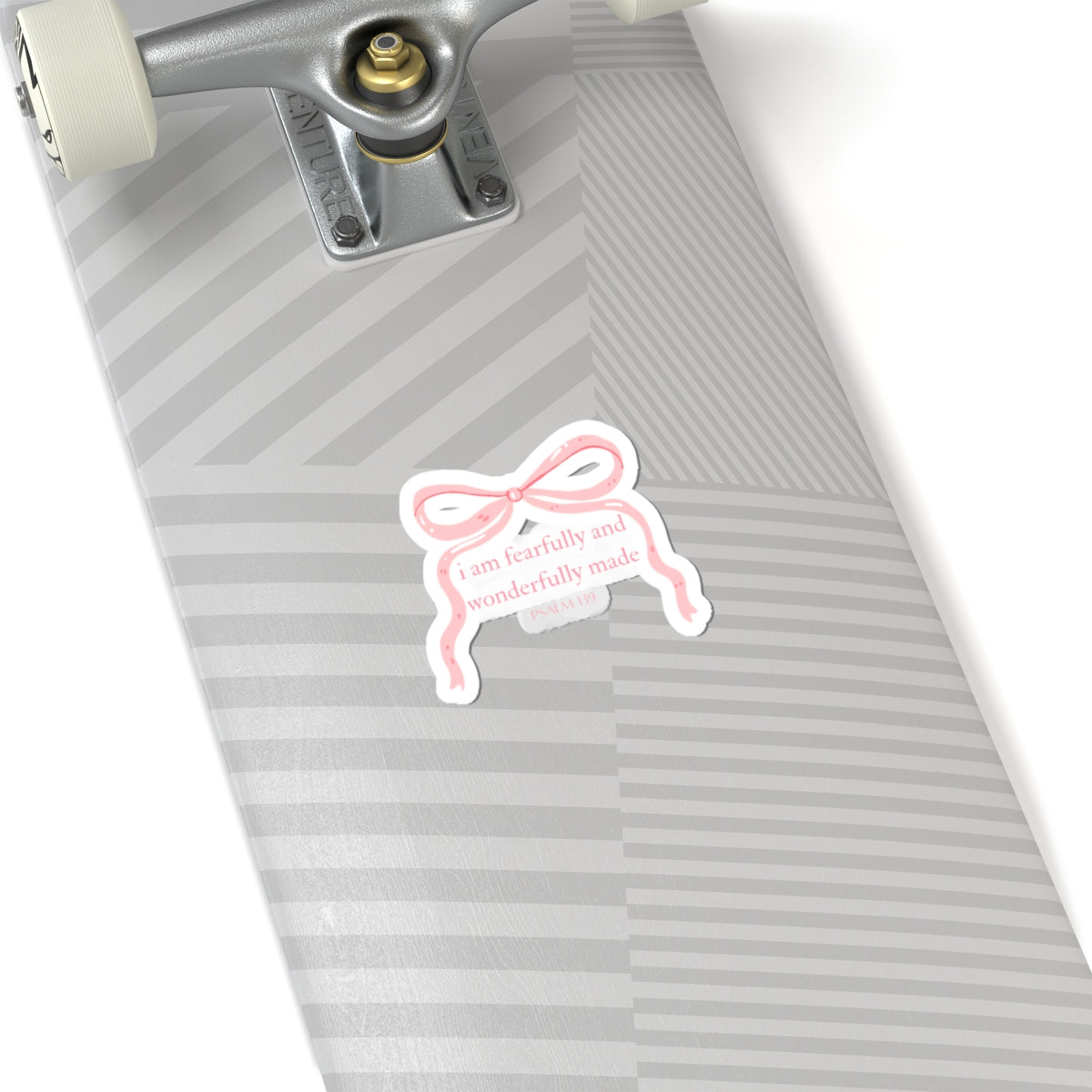 Faith-Based Pink Bow Sticker — "I Am Fearfully and Wonderfully Made" Kiss-Cut
