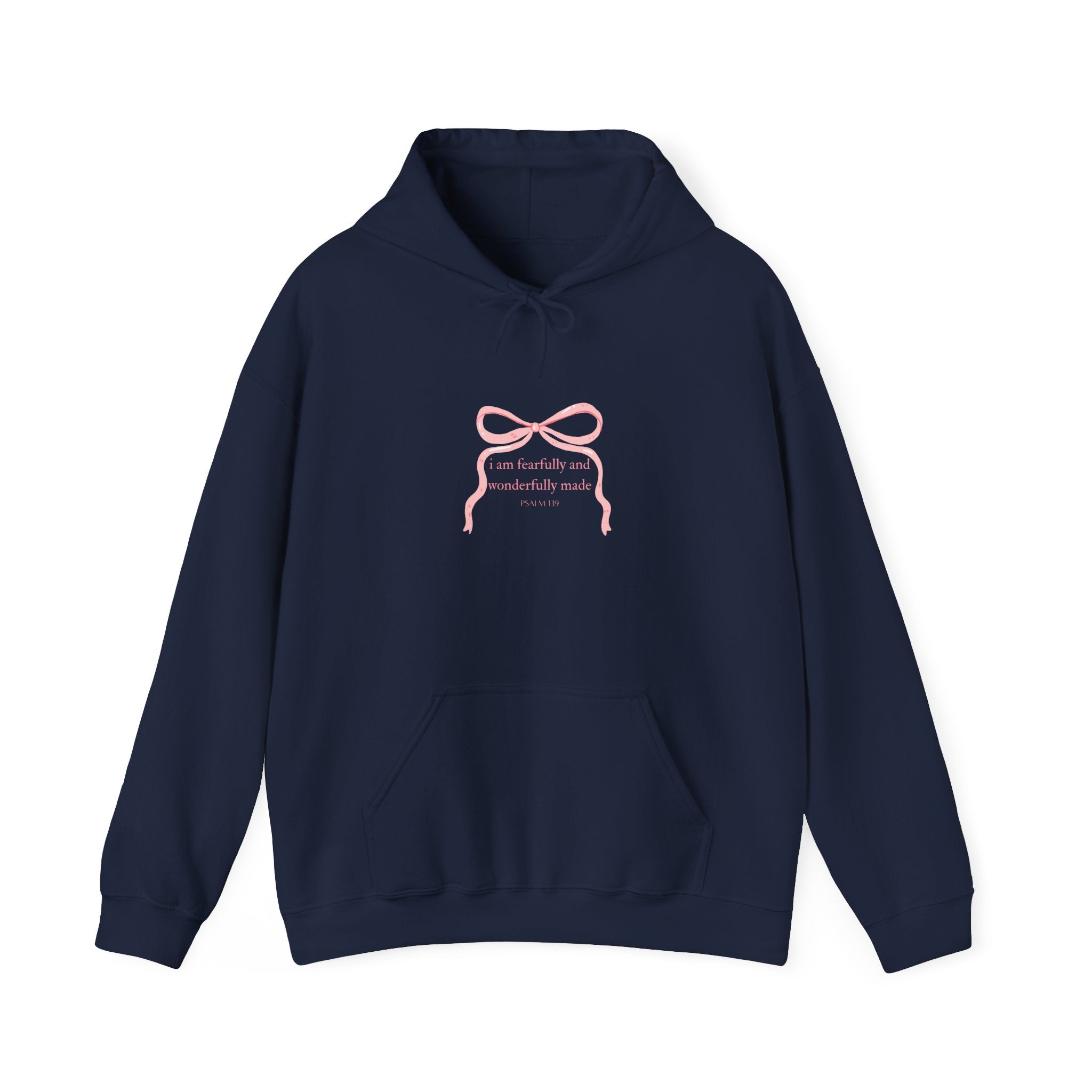 Pink Ribbon Minimal Hoodie – Psalm 139Cozy Pullover