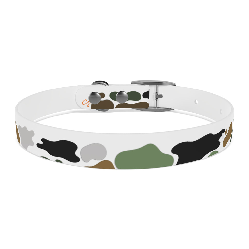 Camo Spots Dog Collar — Durable White Camouflage Pattern for Everyday Wear