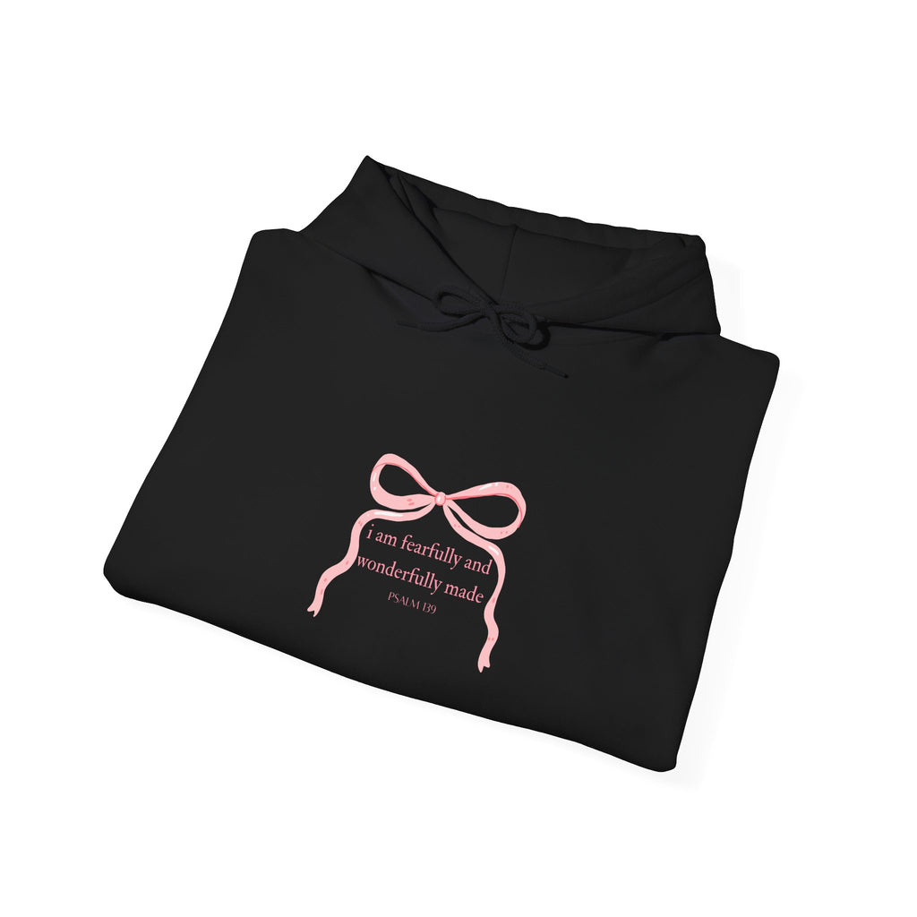 Pink Ribbon Minimal Hoodie – Psalm 139Cozy Pullover