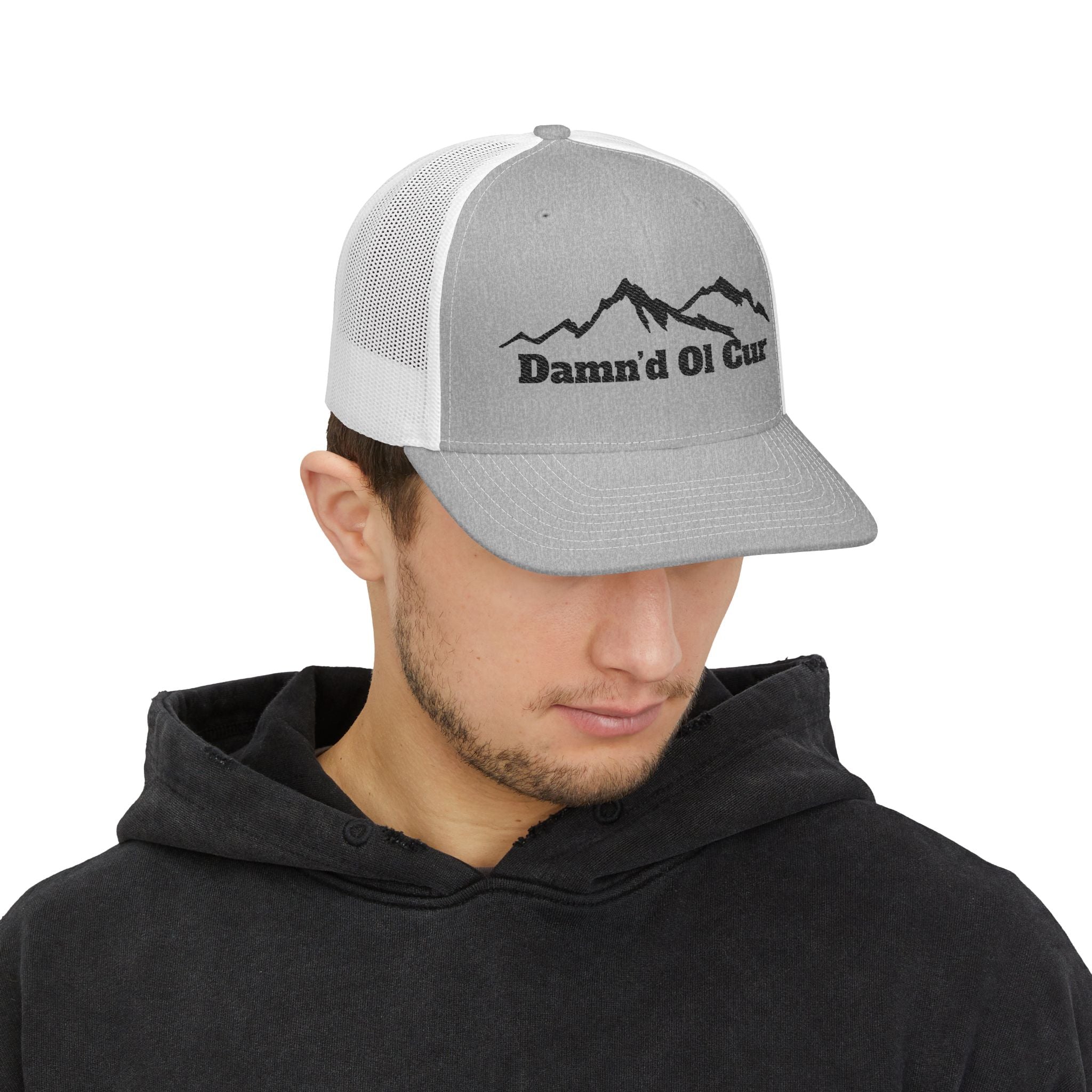 Damn'd Ol Cur Trucker Cap -Mountain Snapback Hat